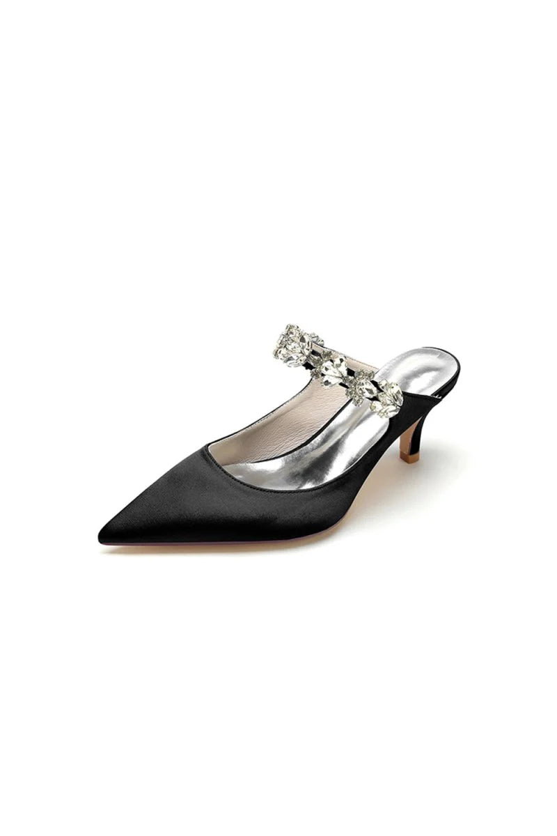Beading Pointed Toe Rhinestone High Heels
