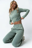Kassie Crossover Crop Top in Teal
