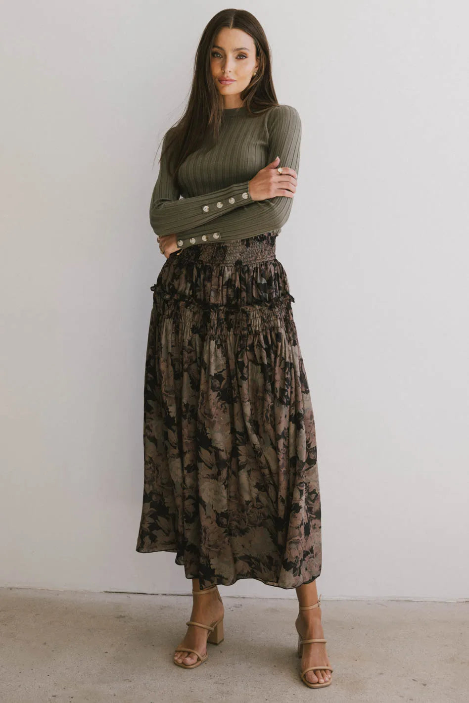 Lonnie Button Sleeve Sweater in Green FINAL SALE