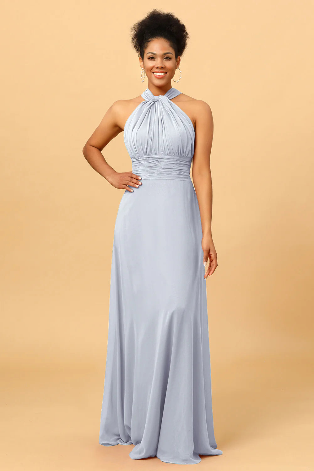 A Line Convertible Long Chiffon Bridesmaid Dress