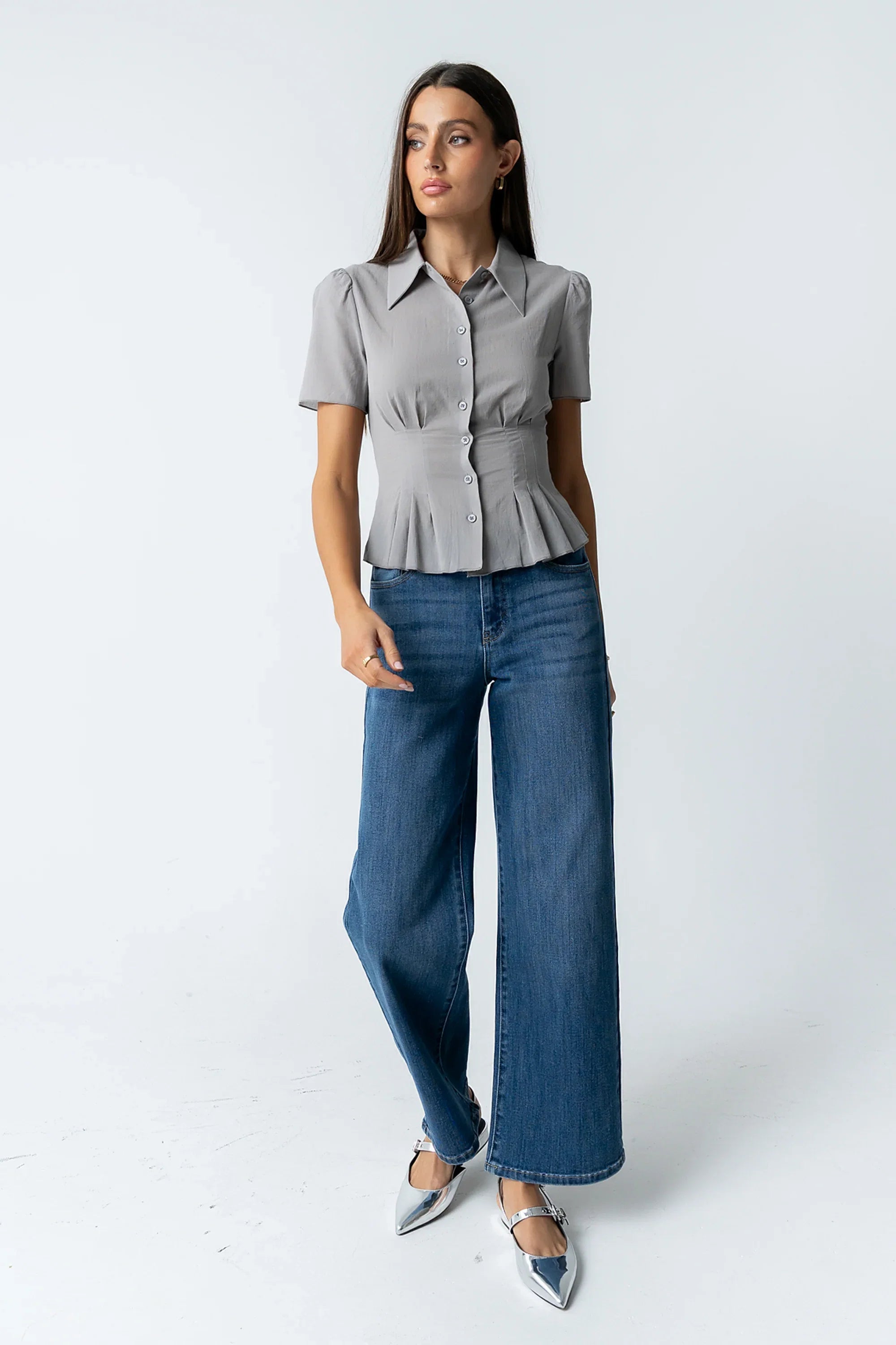 Mary Sheer Blouse in Grey