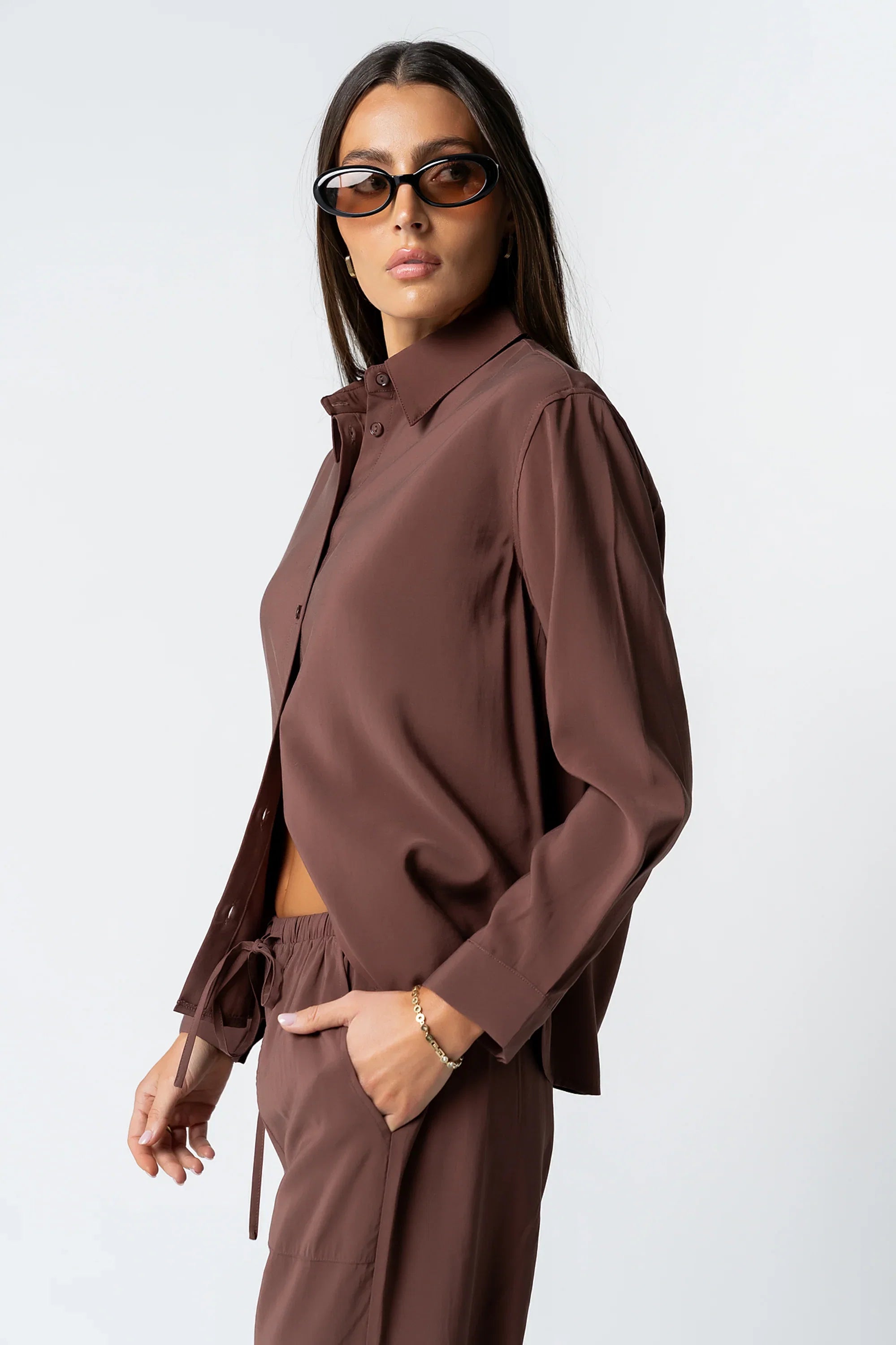 Tacie Button Up in Brown