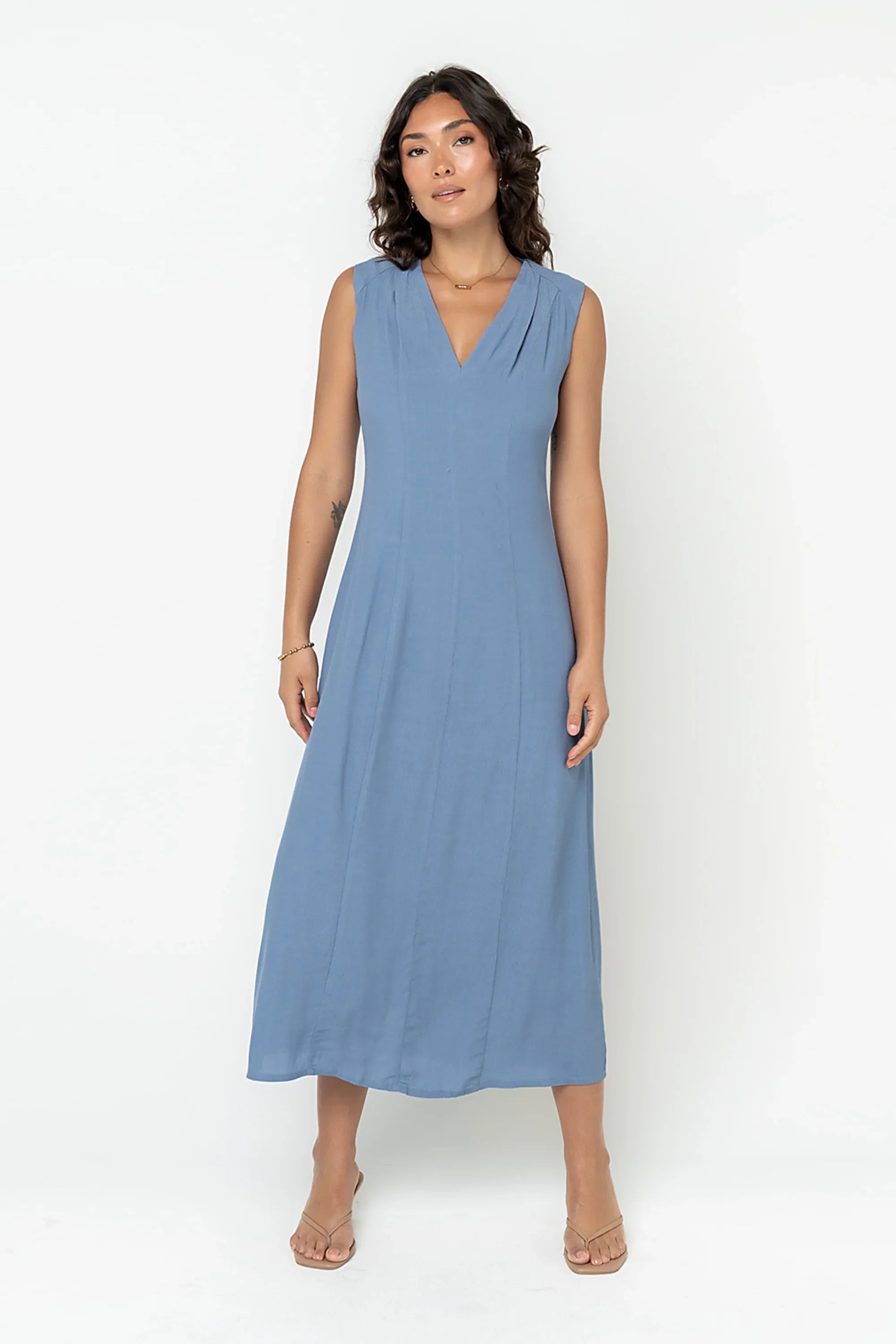 Noah Midi Dress in Blue