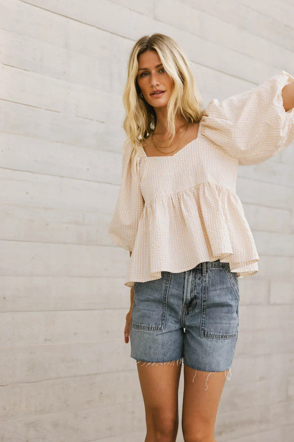 Delilah Gingham Peplum Top FINAL SALE