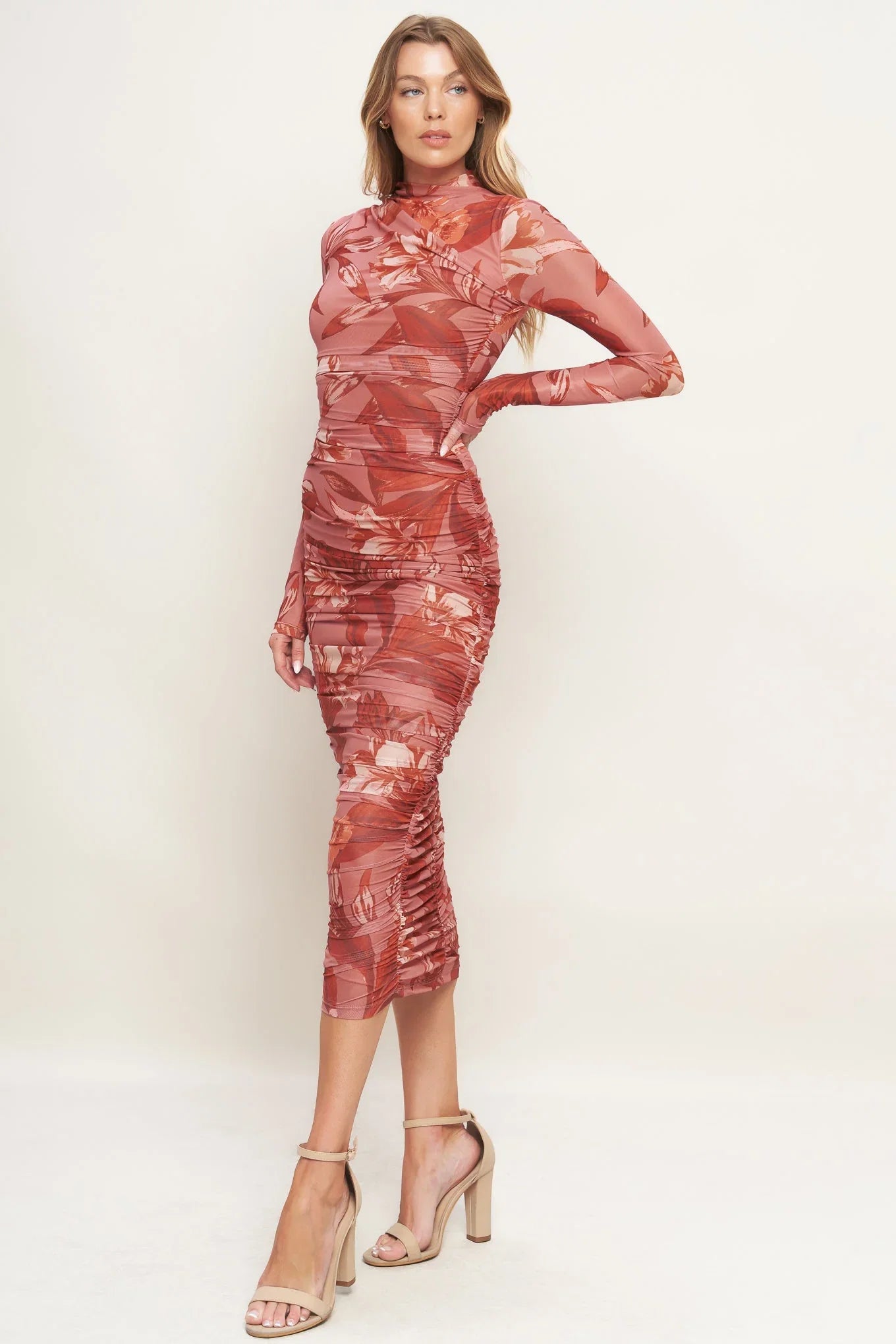 Size Small INSTA WORTHY SIENNA POWER MESH MIDI DRESS FINAL SALE