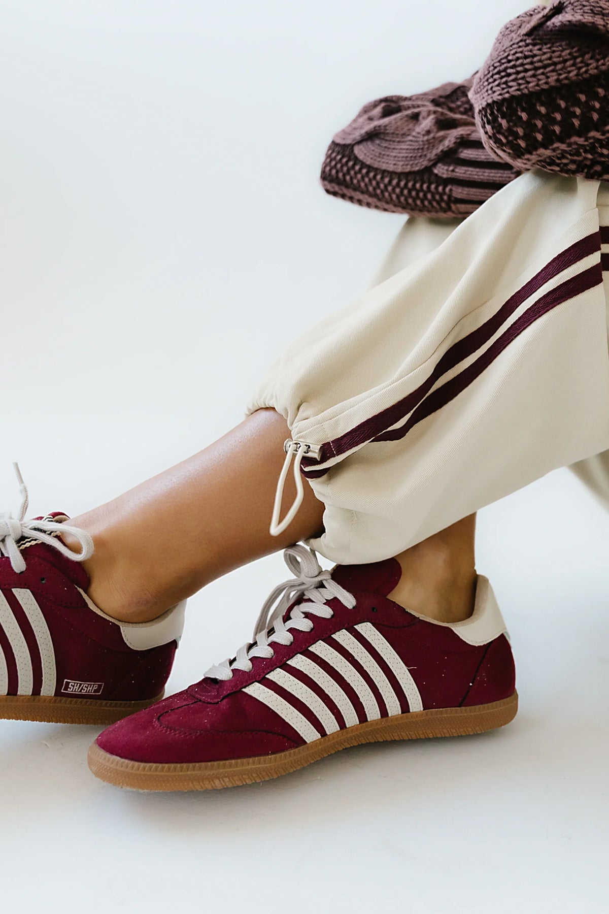 Stevie Striped Sneaker in Wine FINAL SALE