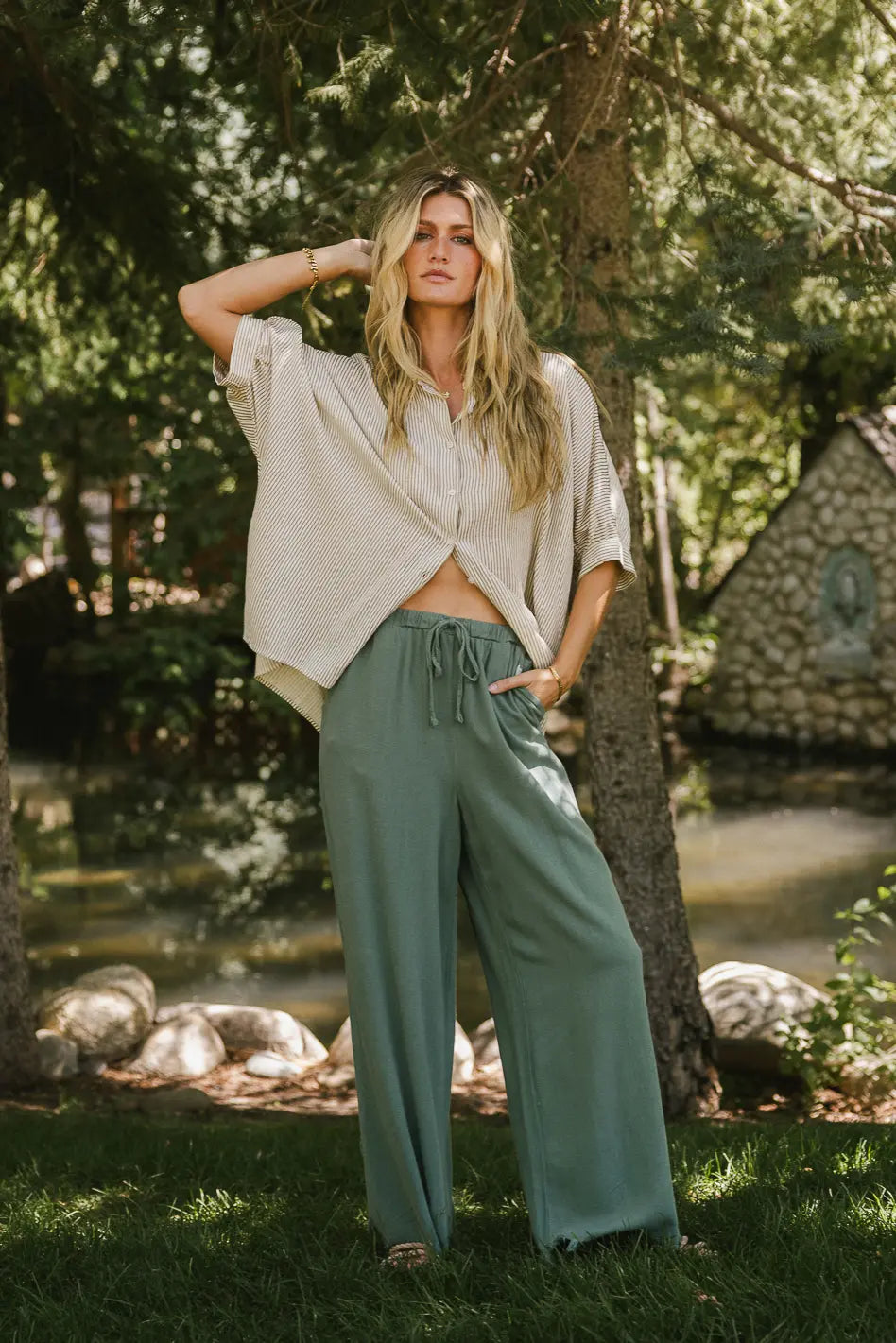 Tatum Woven Pants in Green FINAL SALE