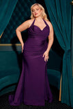 Autumn Gown Stretch Spandex Satin Halter Fitted Dress