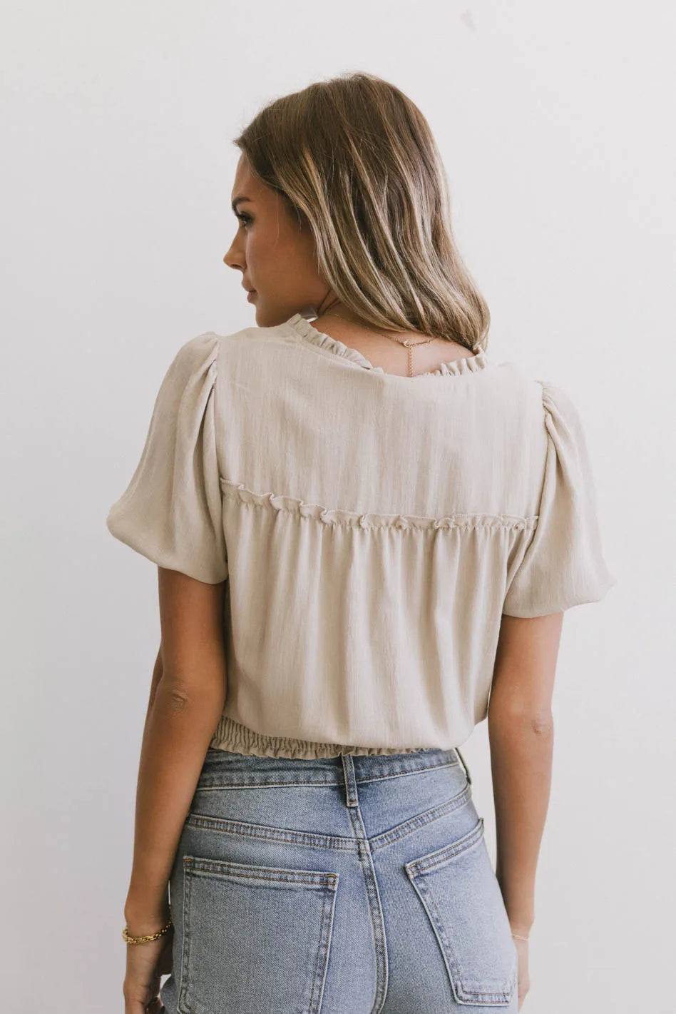 Pax Smocked Blouse in Sand FINAL SALE