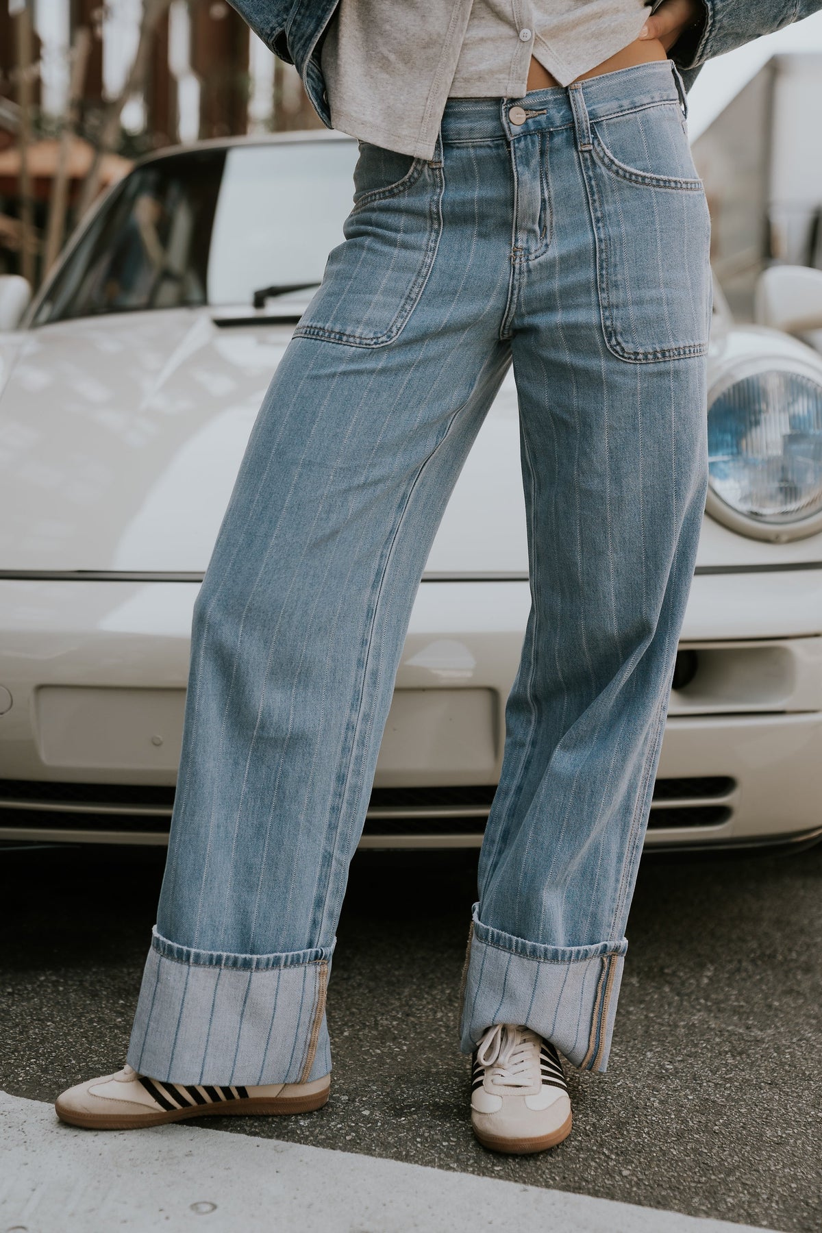 Mckell Cuffed Wide Leg Jeans