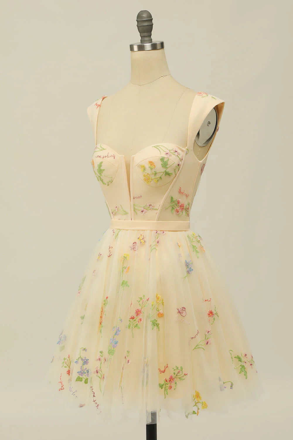 Cute Grey Blue A Line Sweetheart Convertible Short Homecoming Dress with Embroidery