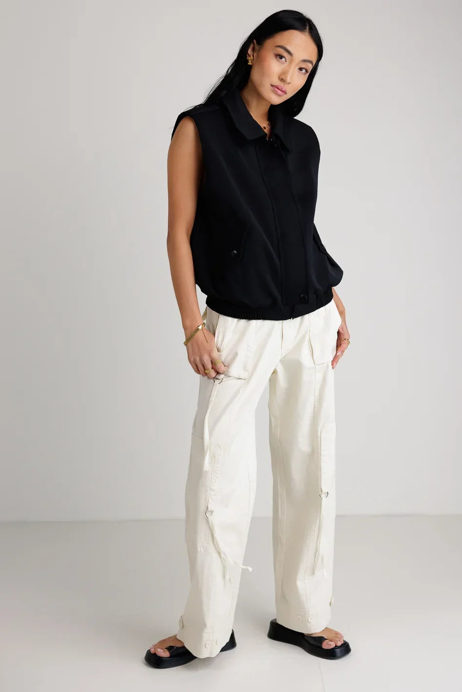 Rory Collared Vest in Black FINAL SALE