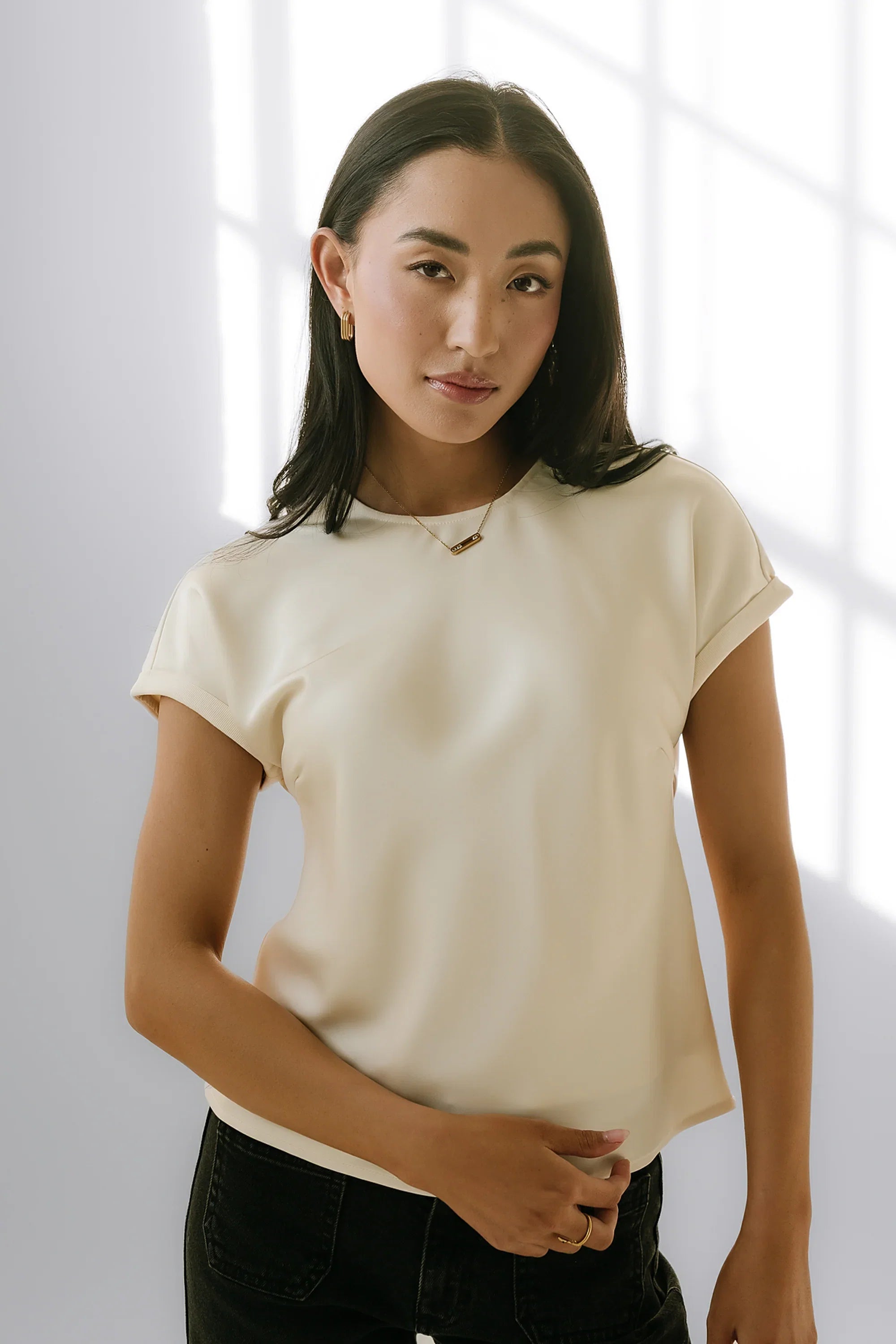 Marvin Satin Blouse in Cream