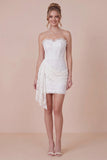 Lace White Bodycon Sweetheart Graduation Dress with Drape