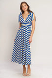 BLUE VOYAGE STRIPE MIDI DRESS