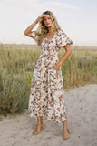 Dorothea Floral Midi Dress in Mocha FINAL SALE