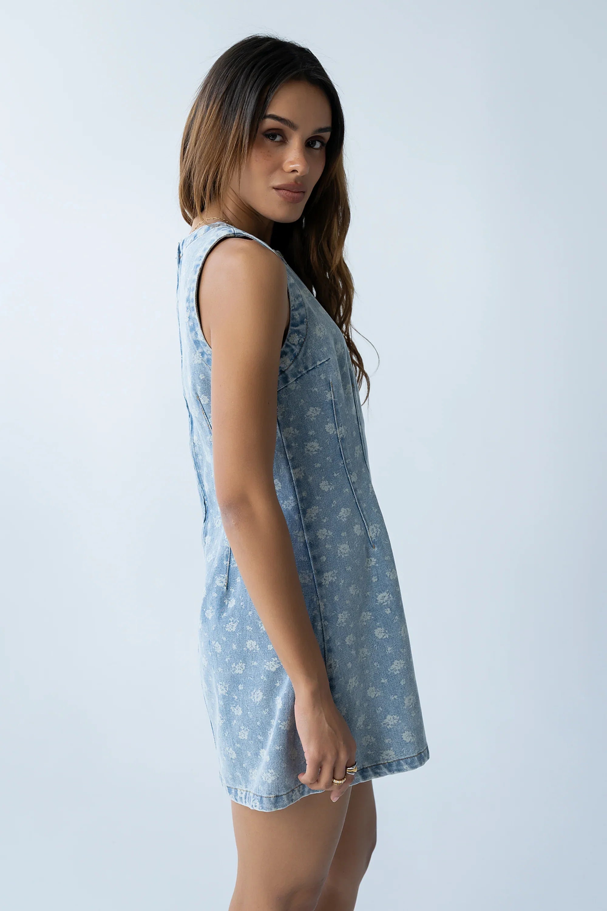Elizabeth Floral Denim Mini Dress