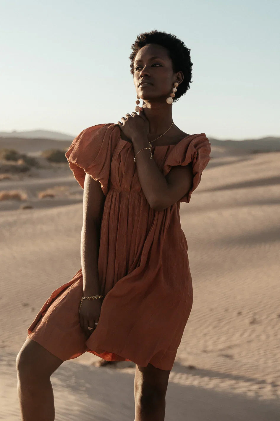 Dasha Textured Mini Dress in Terracotta FINAL SALE