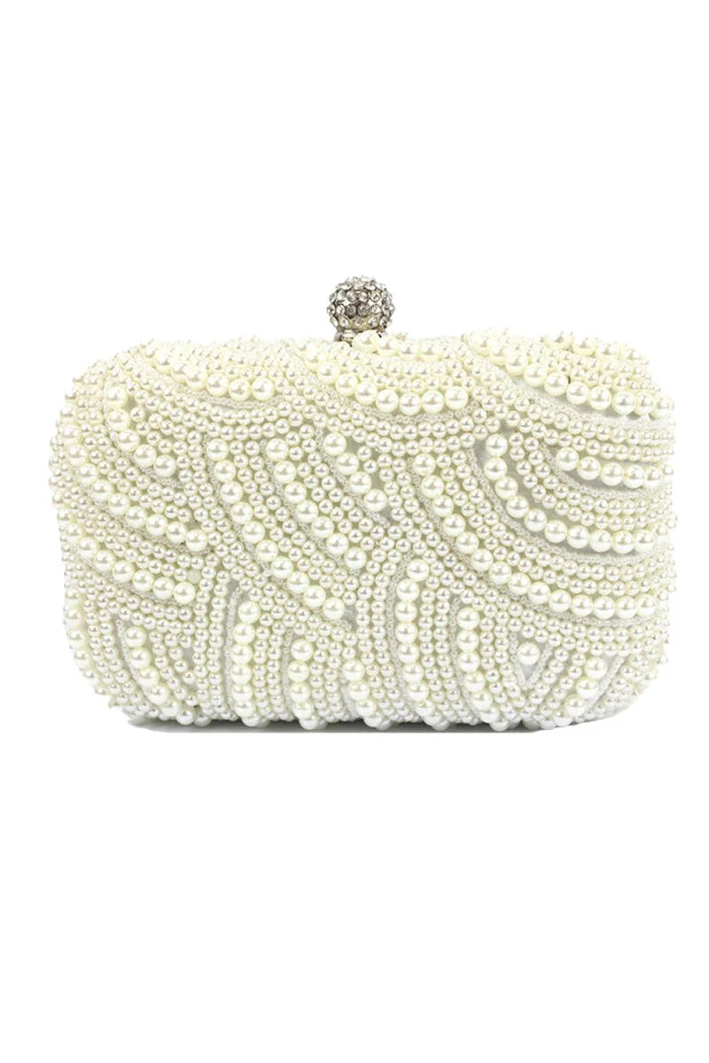 Amazing Pearl With Crystal Rhinestone Chain Clutches