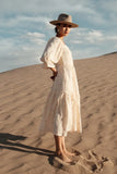 Ditsy Floral Embroidered Dress in Cream FINAL SALE
