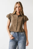 Lizette Pleated Blouse in Brown