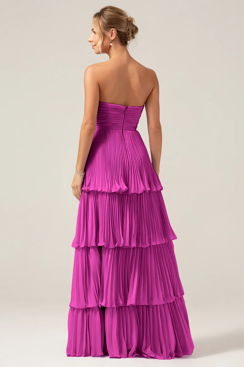 Dusty Sage A Line Sweetheart Tiered Chiffon Floor Length Dress