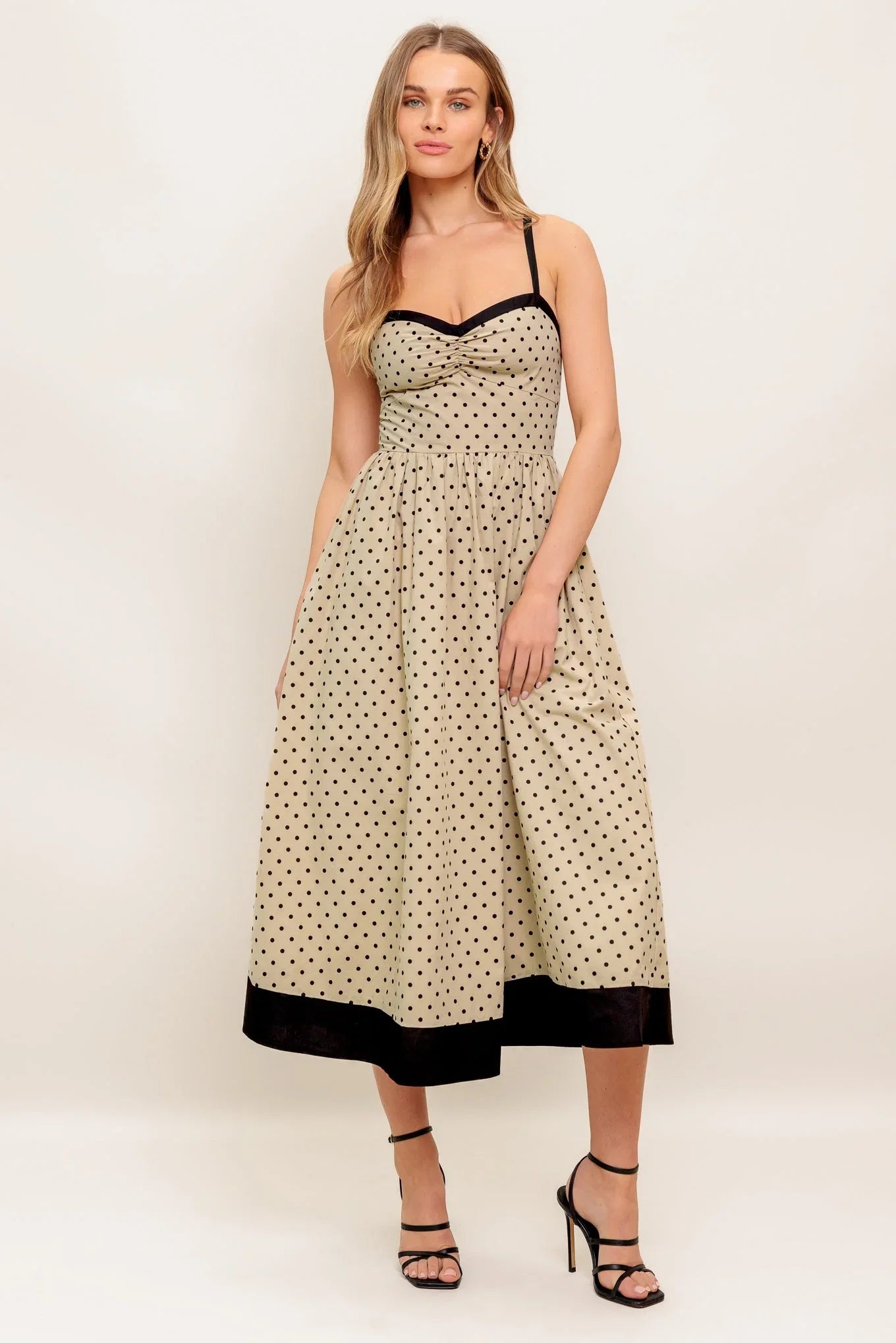 POLKA DOT PASSION MAXI DRESS TAUPE