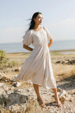 Melina Plaid Midi Dress in Taupe FINAL SALE