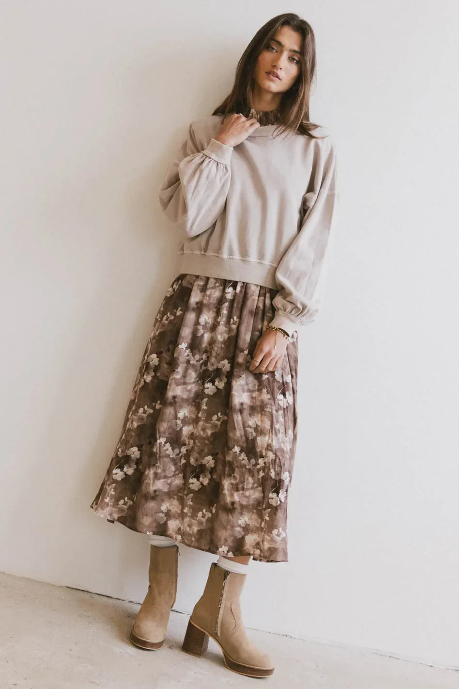 Sutton Exposed Seam Crewneck in Bone FINAL SALE