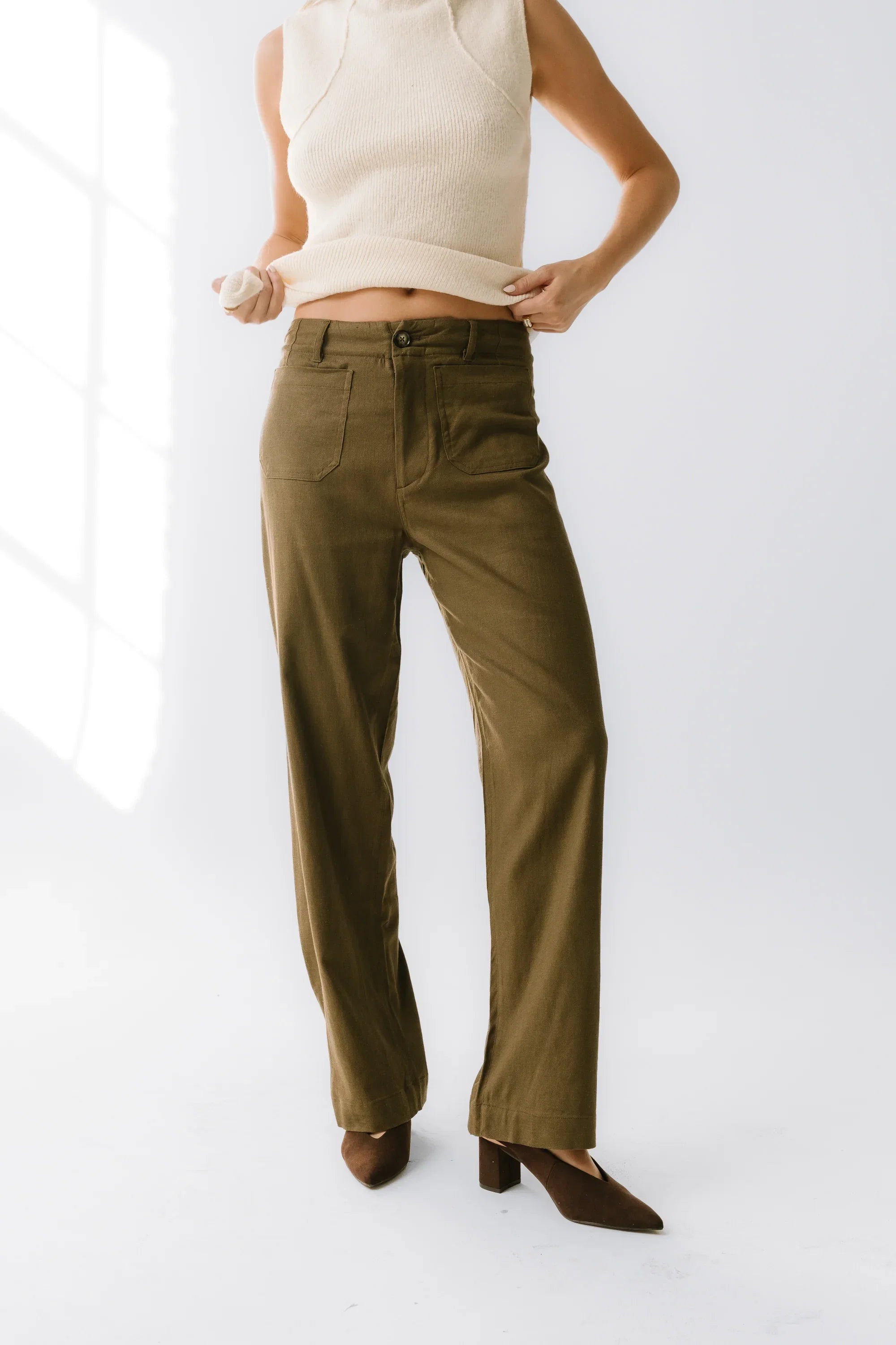 Lander Wide Leg Pants in Olive