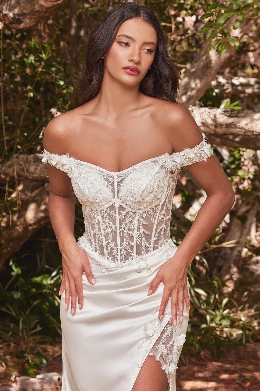 Rosaline Gown Off White Floral Off The Shoulder Dress