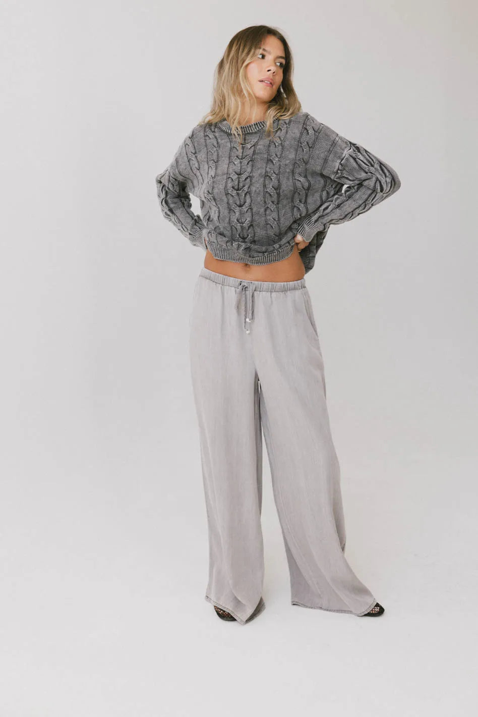 Luisa Wide Leg Pants in Grey FINAL SALE