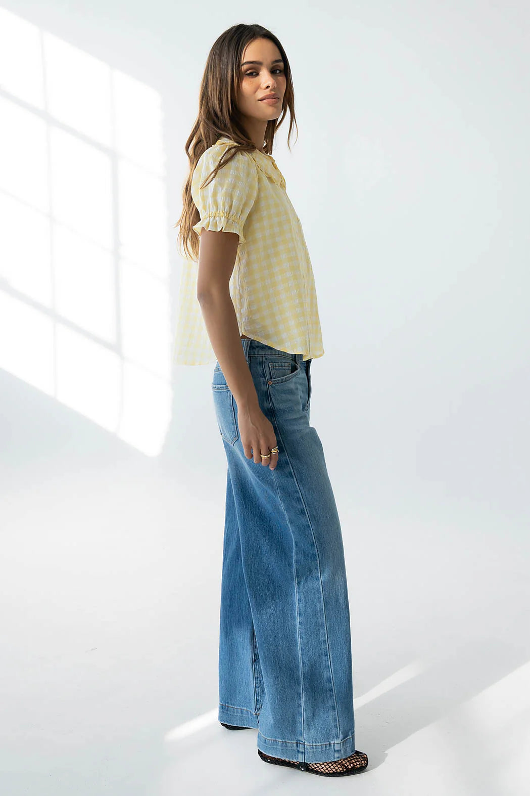 Nelly Gingham Blouse in Yellow