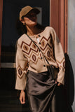 Angelica Geometric Cardigan in Tan FINAL SALE