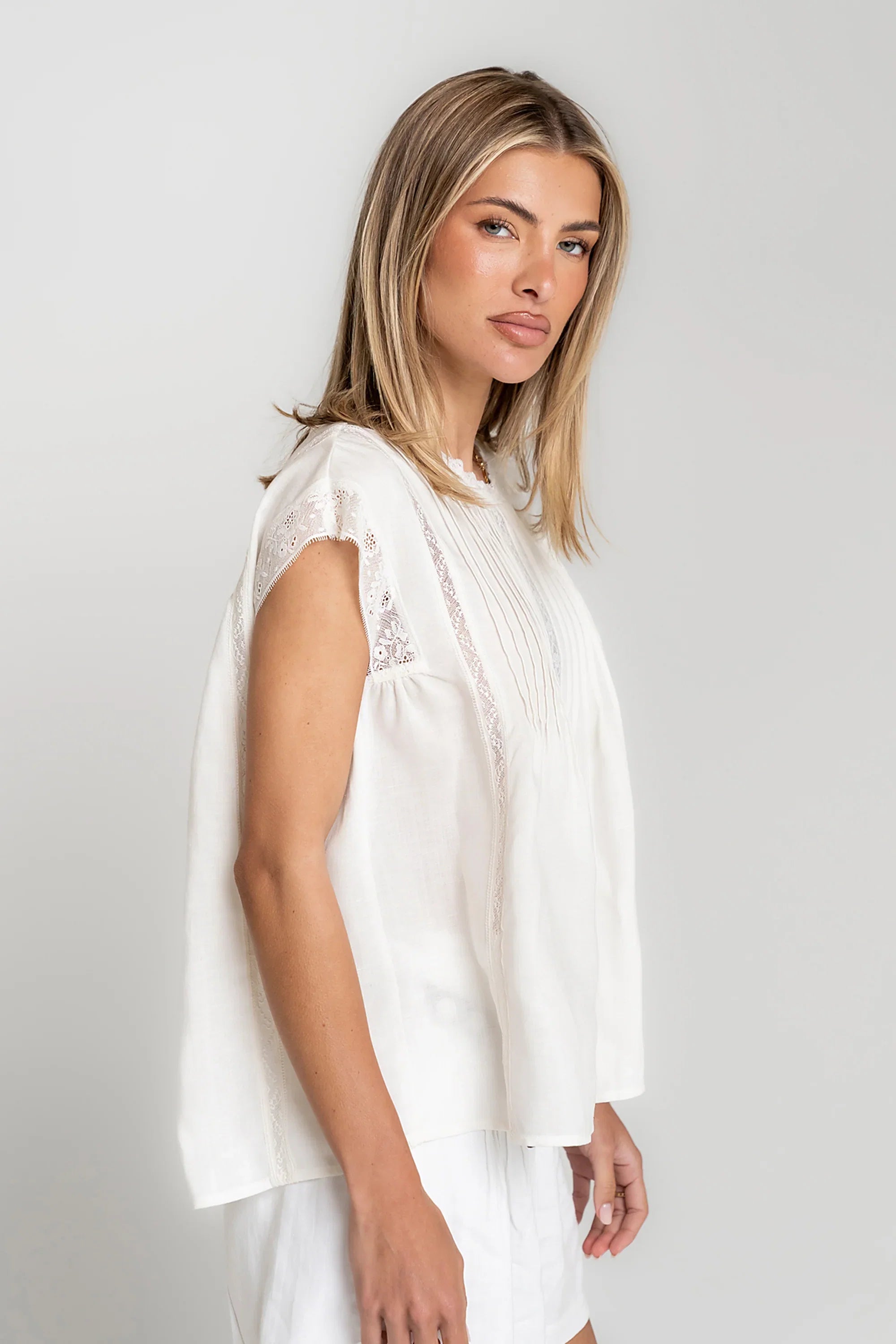 Cambree Pleated Blouse in White