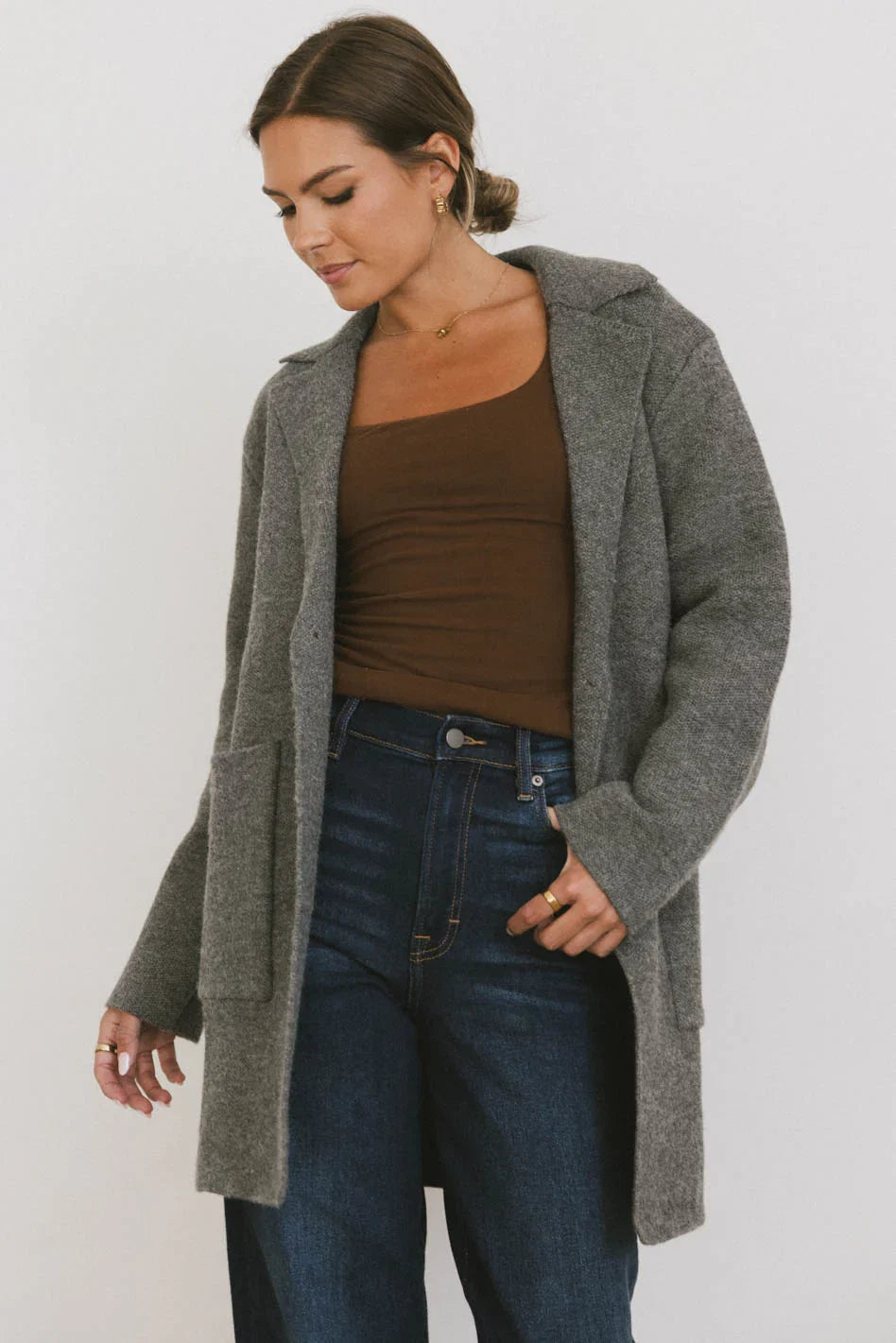 Micha Knitted Cardigan in Charcoal FINAL SALE