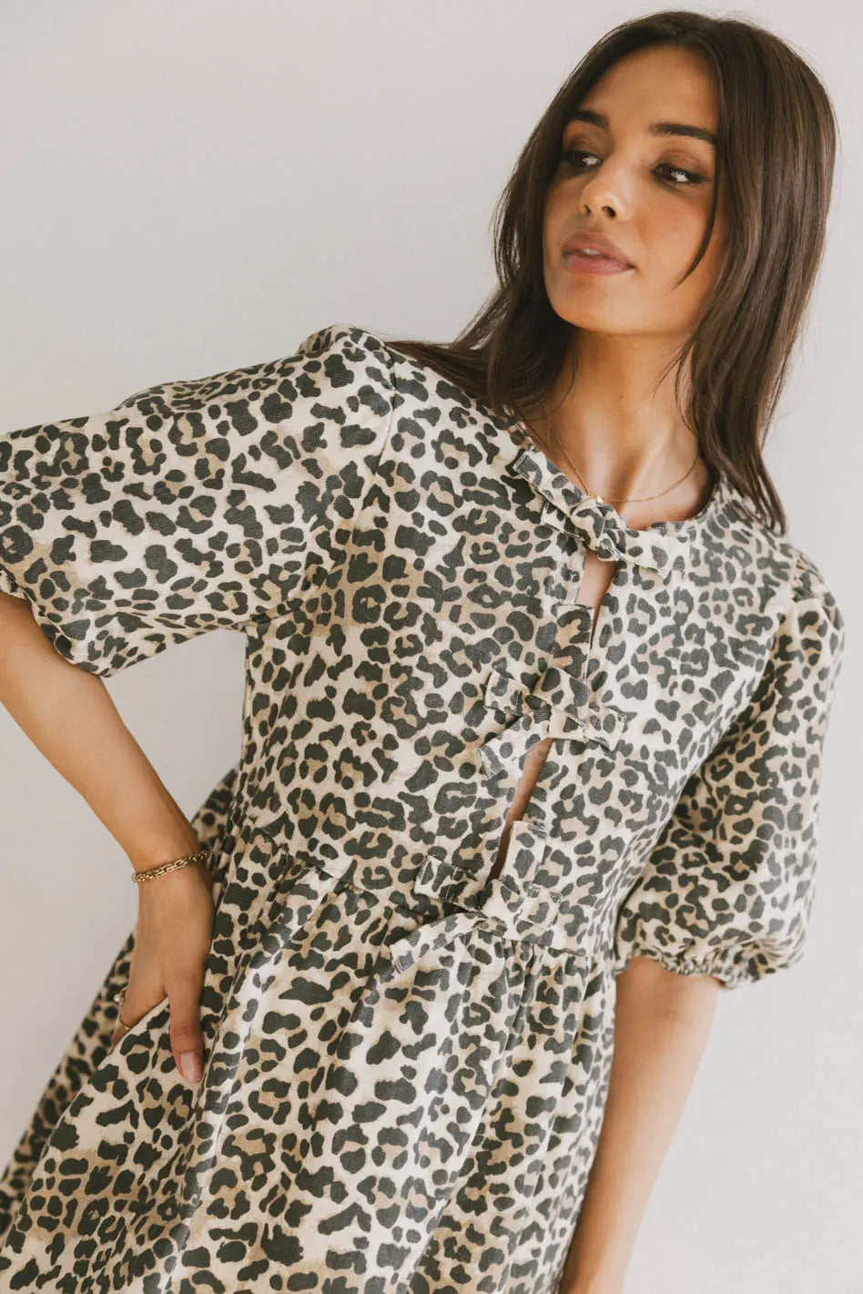 Tori Peplum Mini Dress in Leopard FINAL SALE