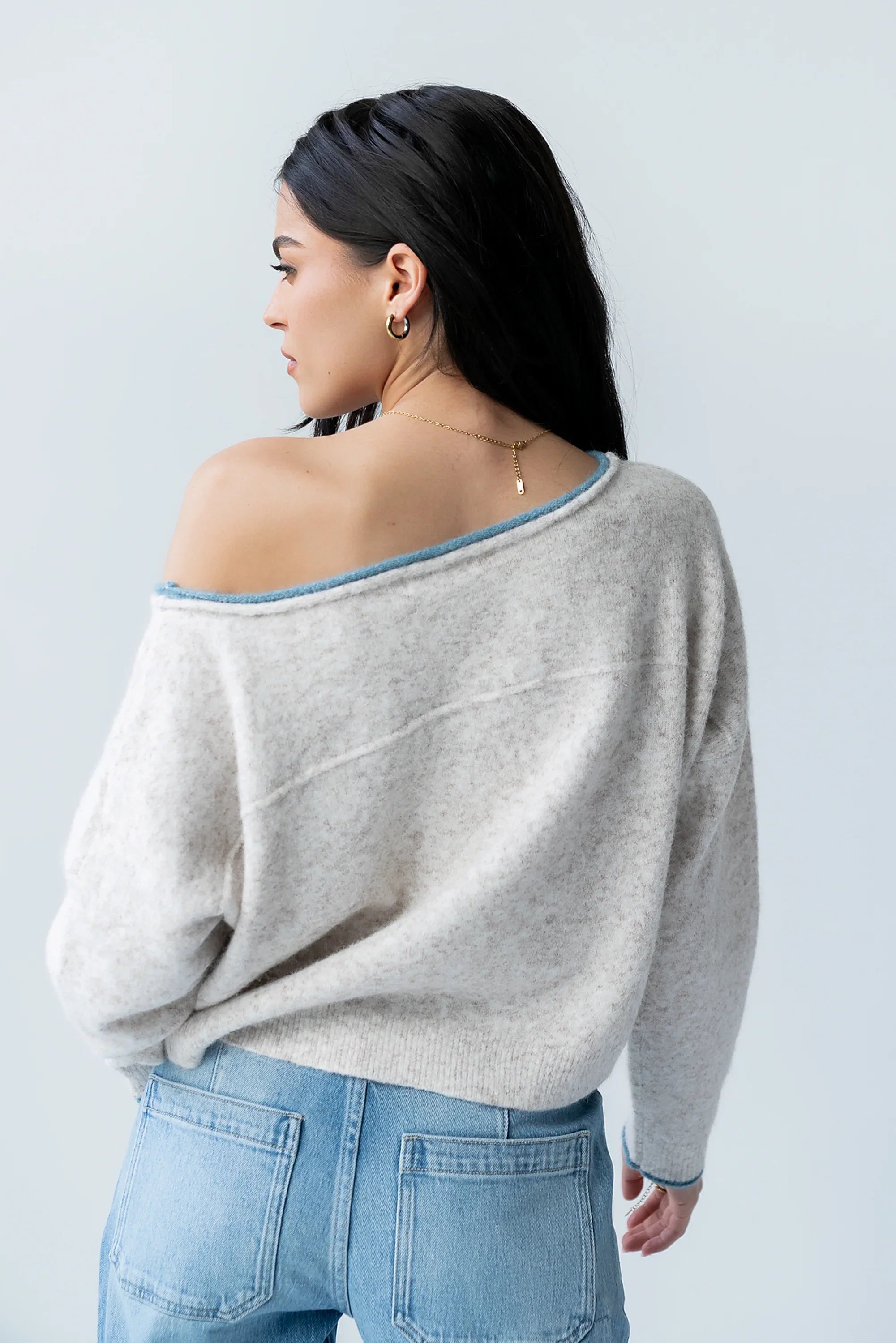 Kellie Contrast Sweater in Beige