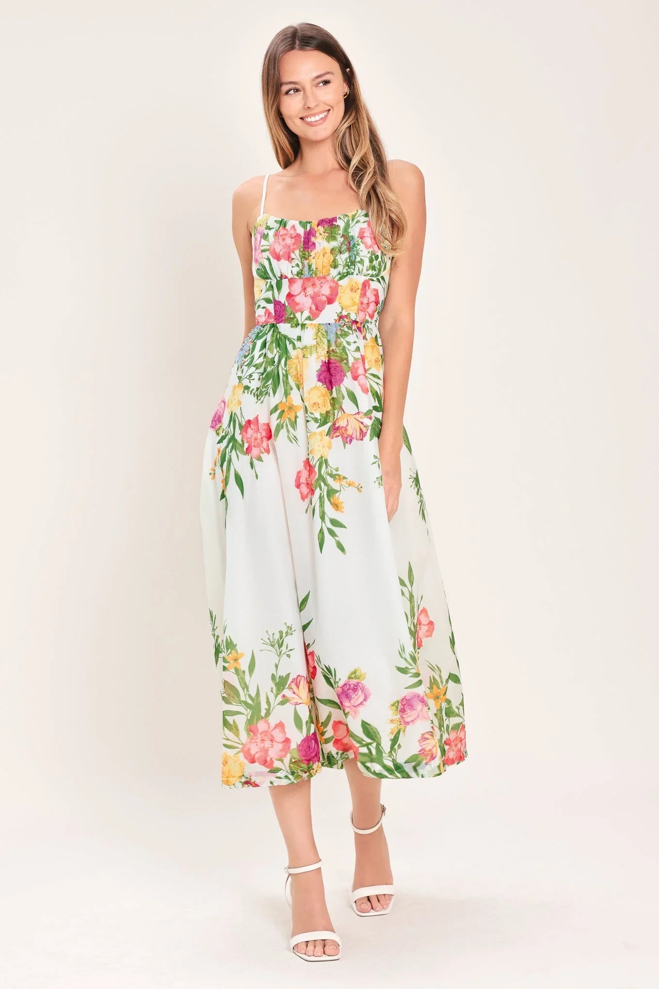 SHADOW FLORAL MIDI DRESS