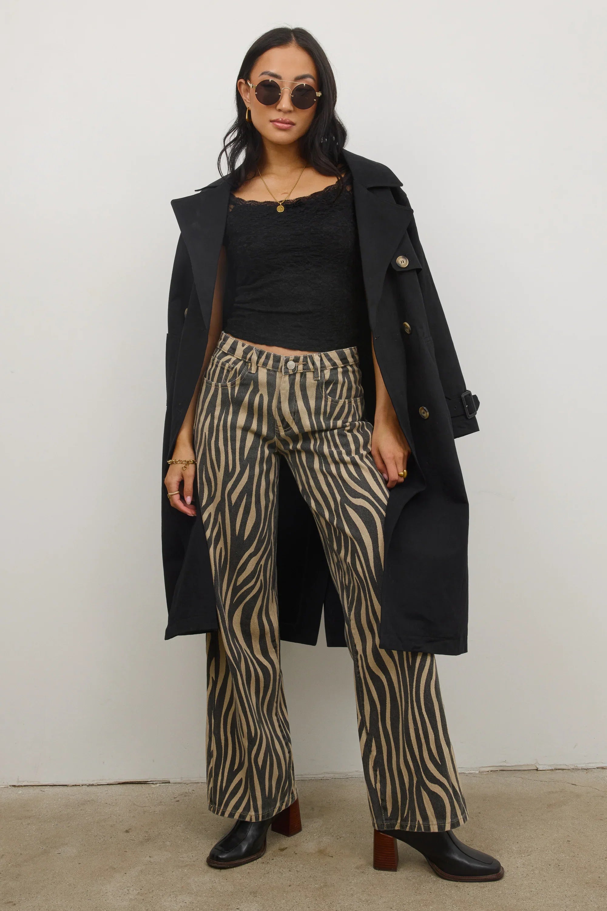 Kenzie Wide Leg Jeans in Zebra