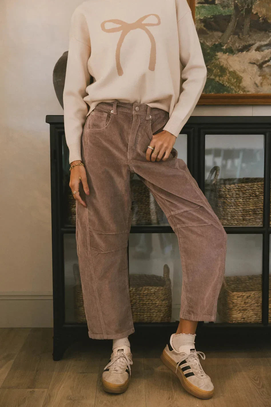 Lisette Barrel Jean in Mauve Courduroy FINAL SALE