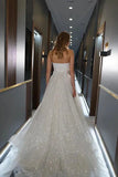 A Line Sweetheart Sparkly Bohemian Wedding Dress Bridal Gown
