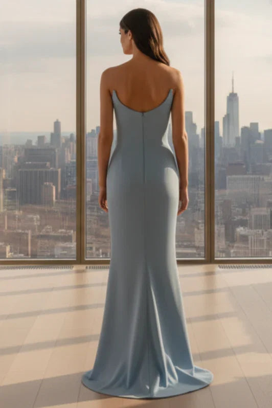 Daris Gown Light Blue Cat Eye Scoop Neckline Dress