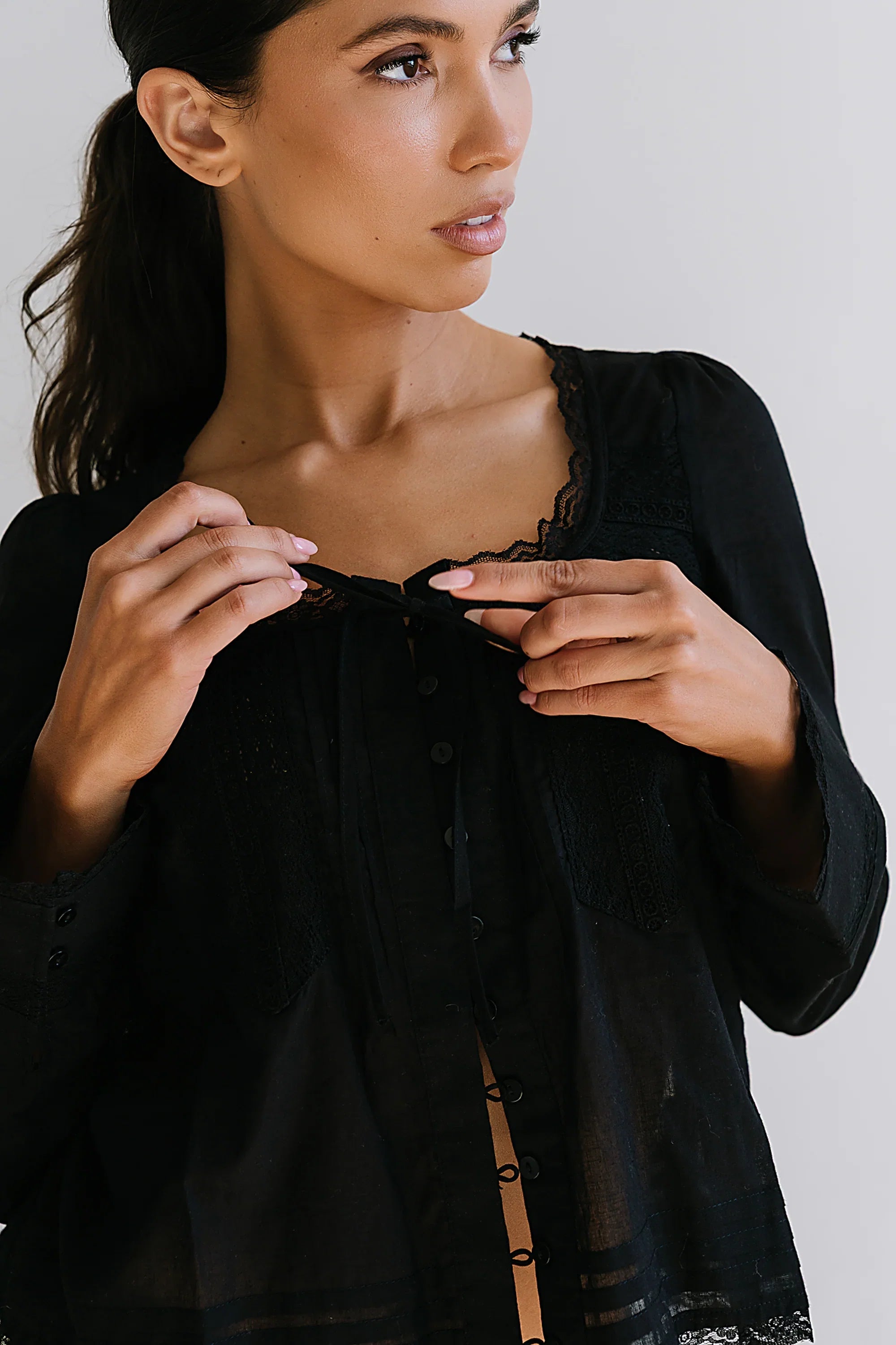 Taylor Sheer Blouse in Black FINAL SALE