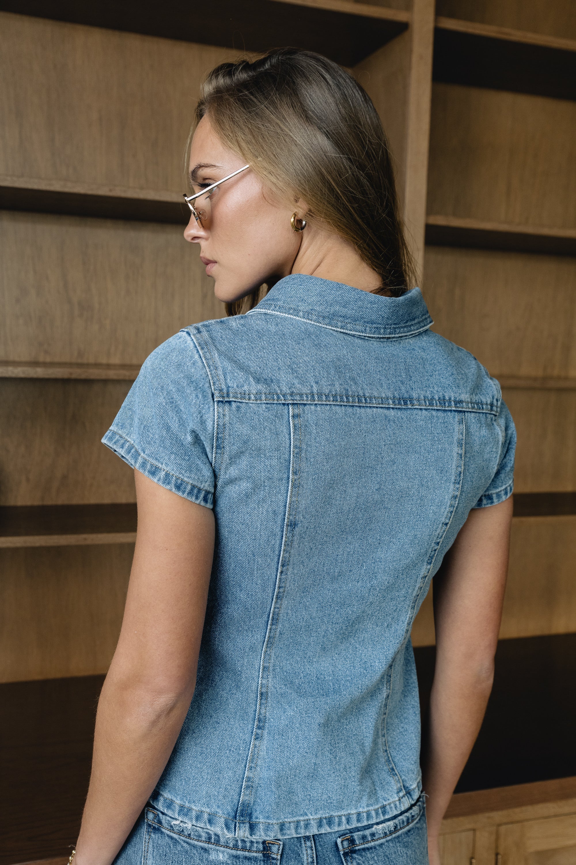 Briley Denim Button Up in Medium Wash