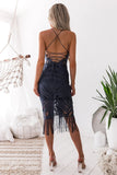 Khaleesi Dress Steel Blue Lace Dress With Fringe
