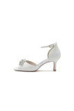 Peep Toe Glitter Strap Buckle Stiletto Heels With Rhinestone