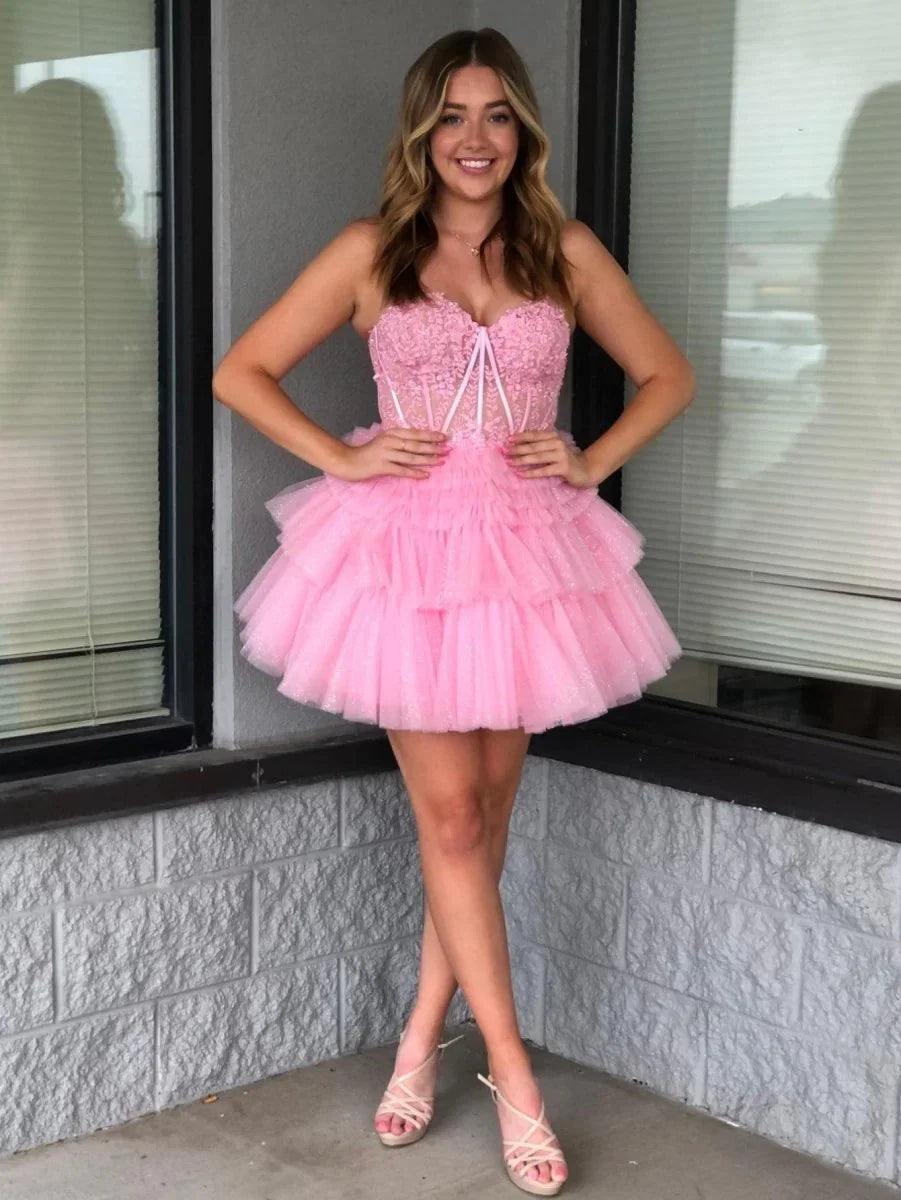 Ivy A Line Sweetheart Homecoming Dress with Ruffles