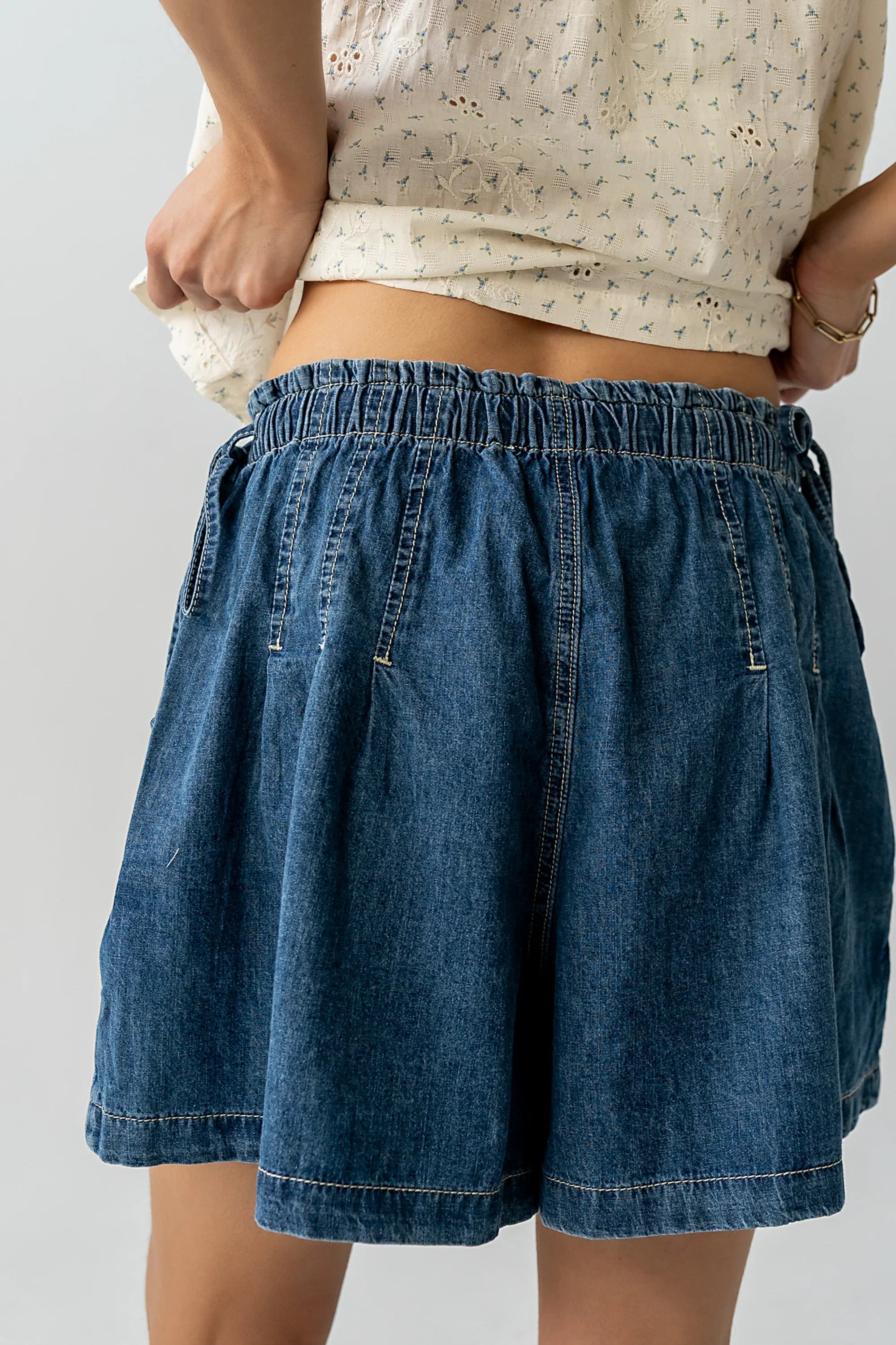 Reika Pleated Denim Shorts