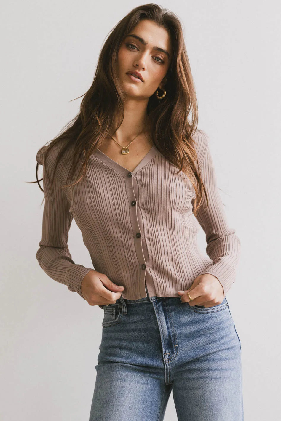 Lucia Cardigan in Taupe FINAL SALE